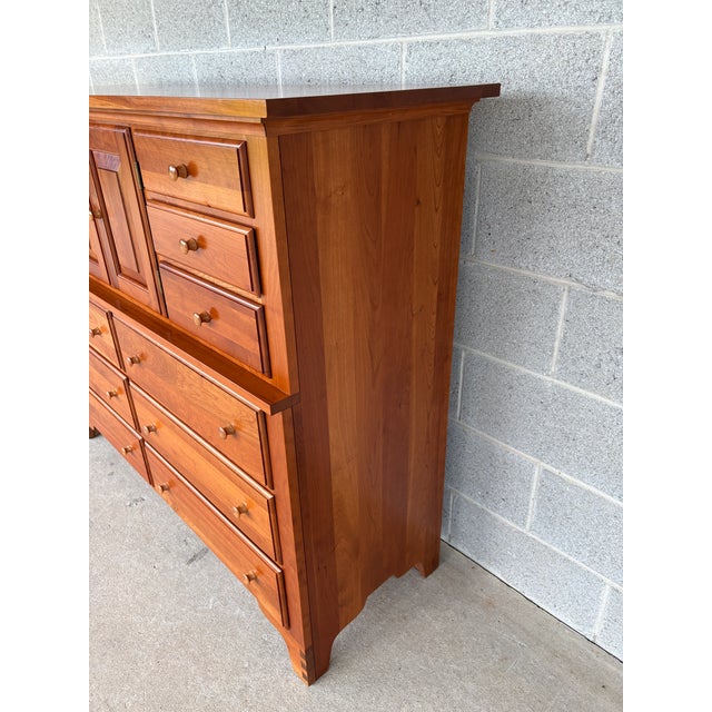 Wood Chatam Reproductions Shaker Style 12 Drawer Cherry Mule Chest & Mirror For Sale - Image 7 of 15
