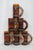 Amber Brown Glass With Wood Handle Beer Mug Set of Six 4661b For Sale - Image 10 of 18