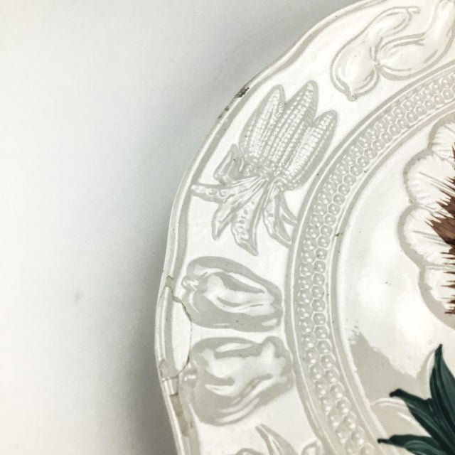 Vintage Large Ceramic Hand Painted Turkey Holiday Platter For Sale - Image 9 of 13
