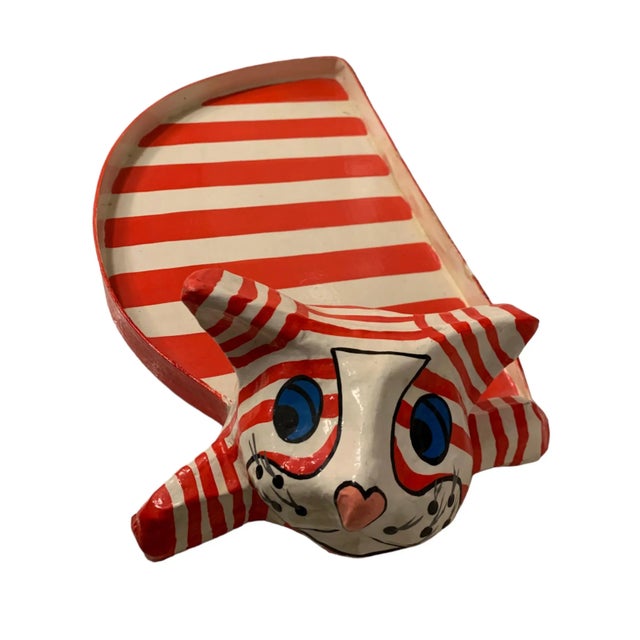 Pop Art Vintage Pop Art Papier-Mâché Cat Tray For Sale - Image 3 of 9