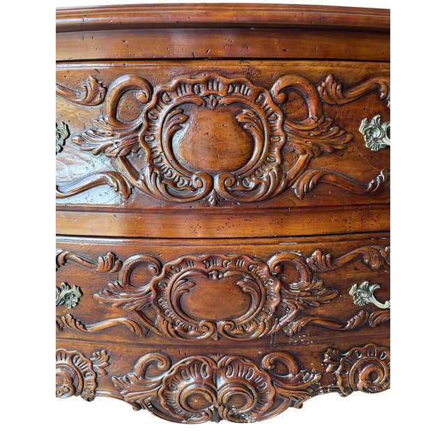 John Widdicomb French Louis XV Carved Bombe Chest Dresser For Sale - Image 4 of 11