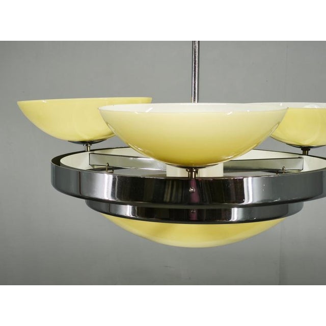 Czech Art Deco Opaline Glass Chandelier, 1940s For Sale - Image 13 of 16
