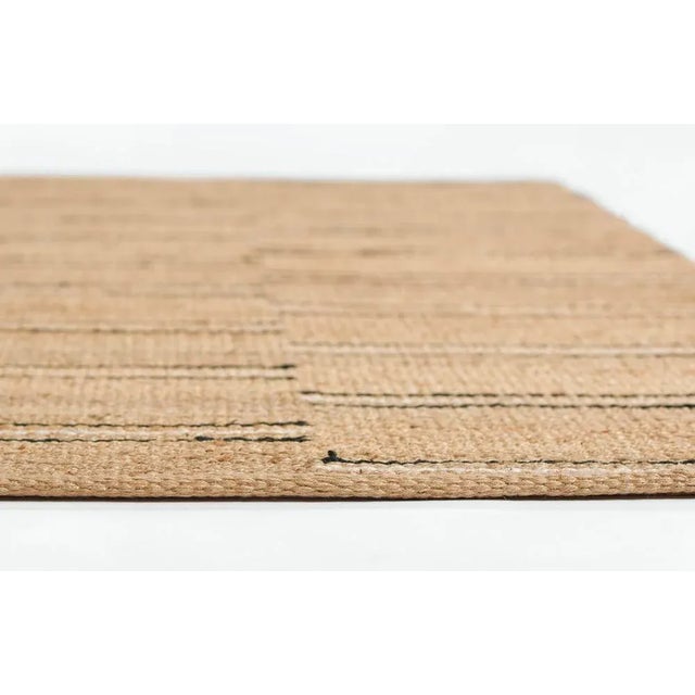 Contemporary Erin Gates by Momeni Crescent Broken Black and White Stripe Natural Hand Woven Jute Area Rug 10' X 14' For Sale - Image 3 of 10