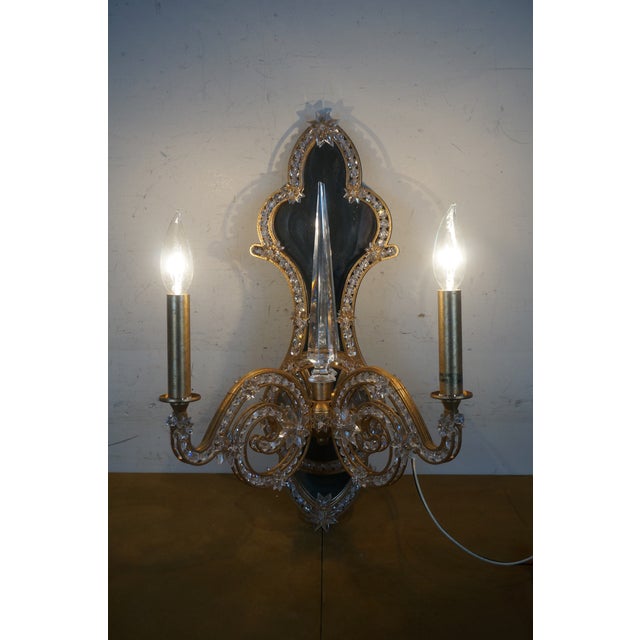 Vintge Schonbek Scheherezade Gold Crystal Mirrored Wall Sconce #9620 For Sale - Image 4 of 12