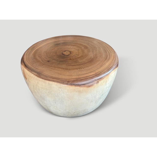 Andrianna Shamaris Drum Shape Suar Wood Coffee Table For Sale - Image 18 of 18
