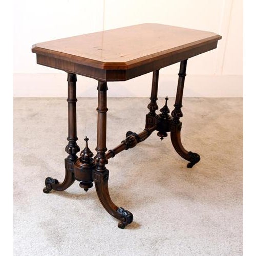 Antique Victorian Writing Table in Walnut, 1880s For Sale - Image 5 of 11