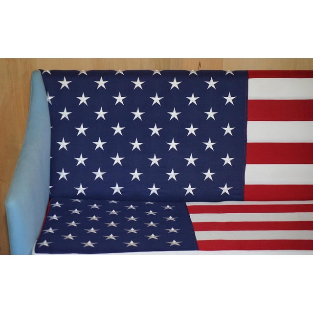 Antique Georgian Sofa Upholstered with American Flag Stars & Stripes, USA, 1820s For Sale - Image 4 of 18