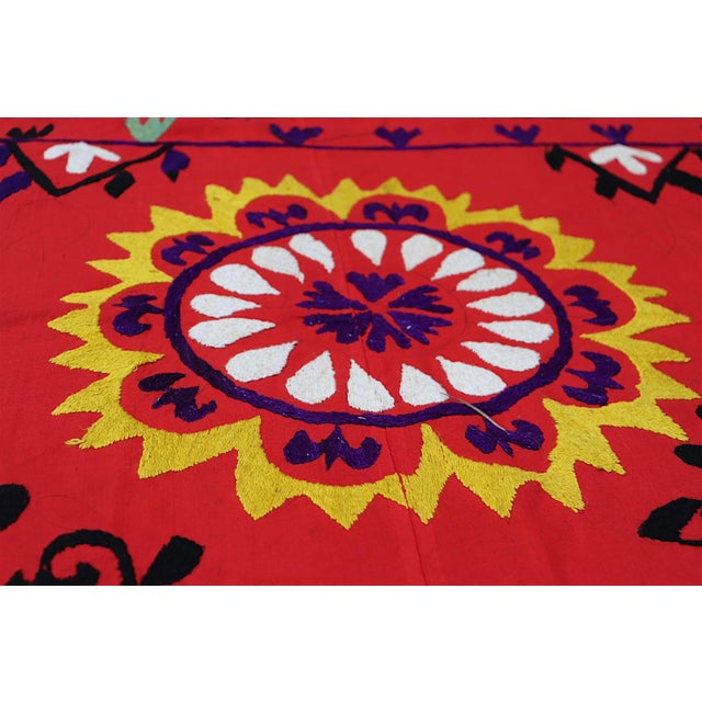 Vintage Hand Embroidered Suzani Wall Hanging, 1920s For Sale - Image 3 of 18