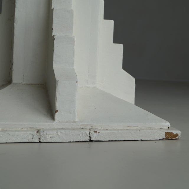 Tall Amsterdam School Pedestal in White Paint, 1920s For Sale - Image 12 of 16