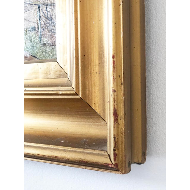 Wood Vintage Original Cottage Oil Painting: Framed Countryside Wall Art For Sale - Image 7 of 11