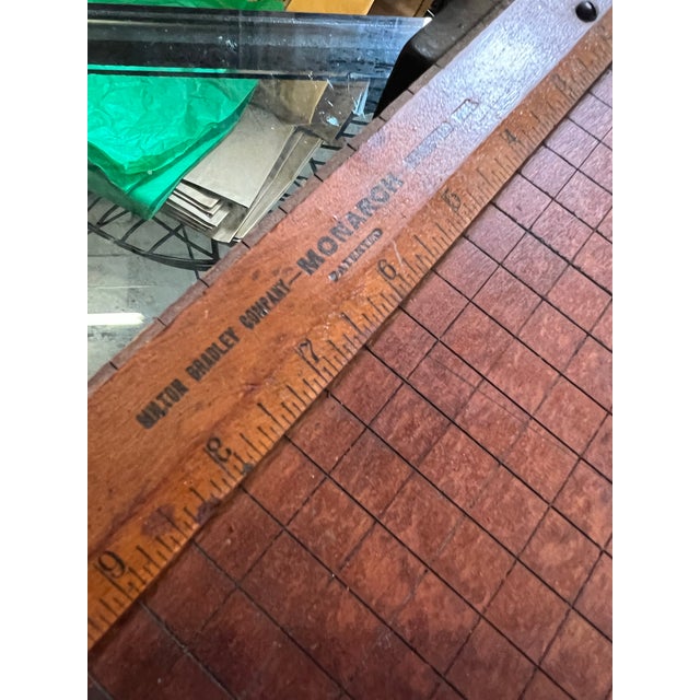 Wood Wooden Vintage Industrial Paper Cutter With Metal Handle For Sale - Image 7 of 10