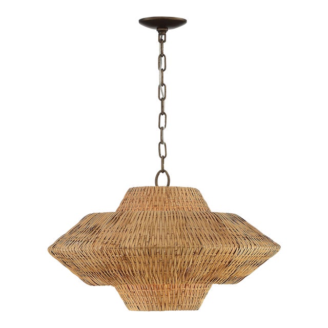 Luca Single-Light Rattan 3-Tier Chandelier For Sale