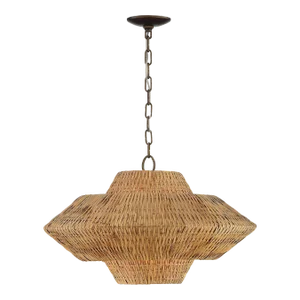 Luca Single-Light Rattan 3-Tier Chandelier