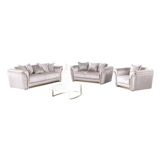 Torino Luxe Champagne Sofa 3Pcs Set For Sale
