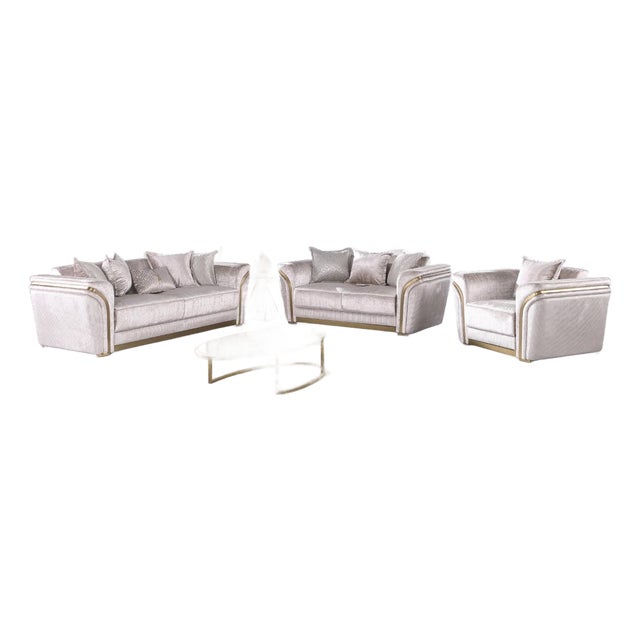 Torino Luxe Champagne Sofa 3Pcs Set For Sale