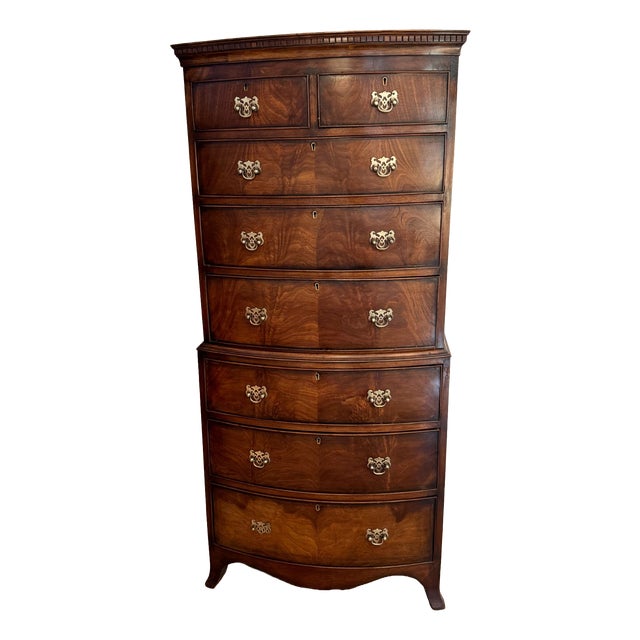 Antique Victorian Mahogany Bowfront Chest, 1860 For Sale
