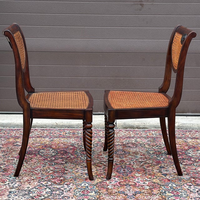Brown Theodore Alexander Regency Caned Lady Emily's Favourite Dining Side Chairs - a Pair For Sale - Image 8 of 12