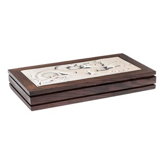 Vintage Wooden Box with Dragon & Horse Decor by Ottaviani, 1970s For Sale
