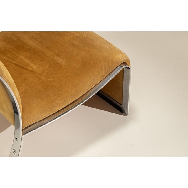 Silver Nubuck Leather Lounge Chairs by Vittorio Introini for Saporiti, Italy, 1960, Set of 2 For Sale - Image 8 of 15