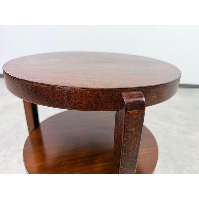 Thonet Art Deco Round Side Table with Shelf from Thonet Mundus, 1930s For Sale - Image 4 of 7