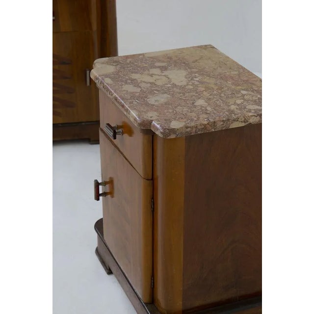 1910s Italian Futurist Bedside Tables in Marble and Walnut, 1915, Set of 2 For Sale - Image 5 of 13