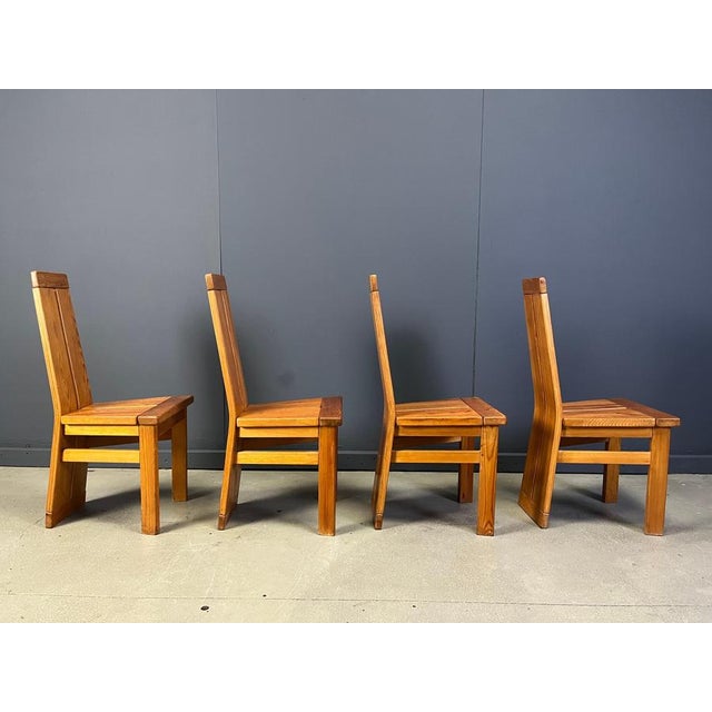 Brutalist Oak Dining Chairs, 1970s, Set of 4 For Sale - Image 4 of 11