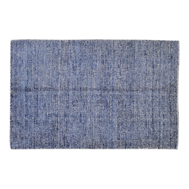 Modern Indian Handloom Wool/Bamboo Rug, 9'x12' For Sale