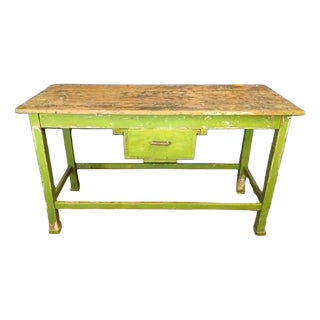 Industrial Wooden Worktable with Drawers, 1950s For Sale