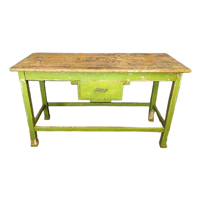 Industrial Wooden Worktable with Drawers, 1950s For Sale