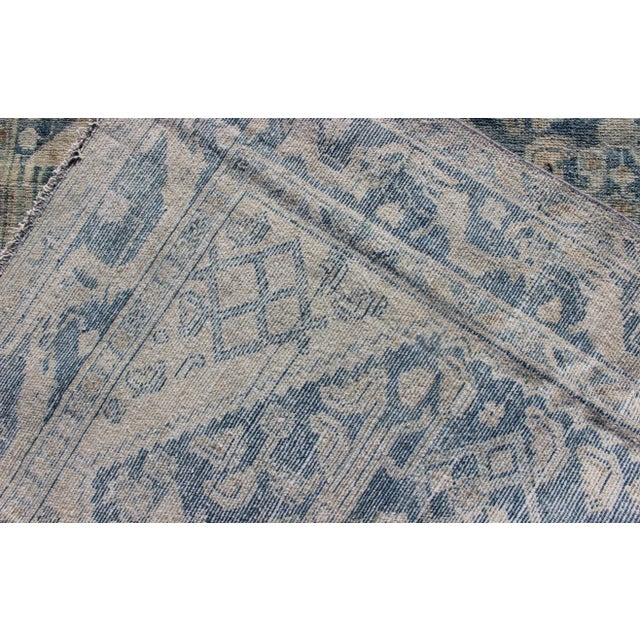 Long Antique Persian Malayer Runner With All Over Herati Design in Soft Blue For Sale - Image 12 of 13