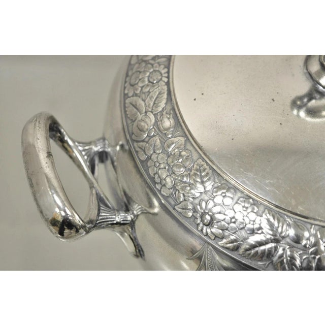 Metal Antique Art Nouveau Silver Plated Lidded Soup Tureen Engraved "Louise" For Sale - Image 7 of 11