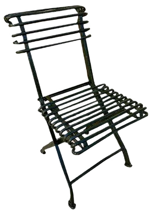 Modernist Green Iron Garden Folding Chair, 1930s