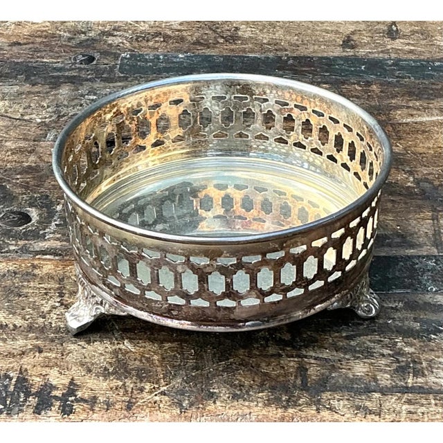 Mid 20th Century Vintage Silver Plate Wine Coaster For Sale - Image 5 of 12