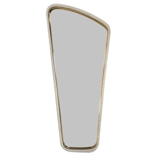 Large Mid-Century Wall Mirror with Brass Rim and Perforated Metal Sheet Frame, 1950s For Sale