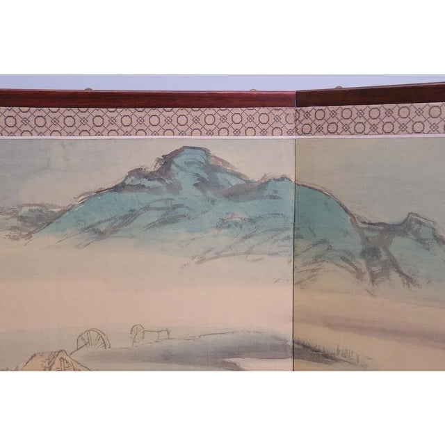 Hand-Painted Folding Screen, Japan, 1960s For Sale - Image 4 of 8