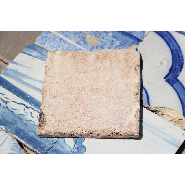 Blue Antique 18th Century Portuguese Baroque Tiles With Decorative Borders & Landscape Elements, Set of 8 For Sale - Image 8 of 8