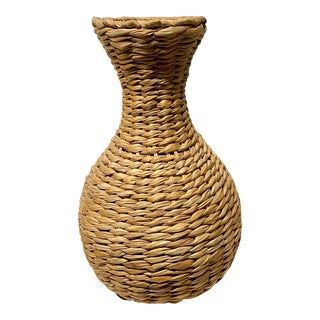 1990s Boho Woven Sea Grass Vase For Sale