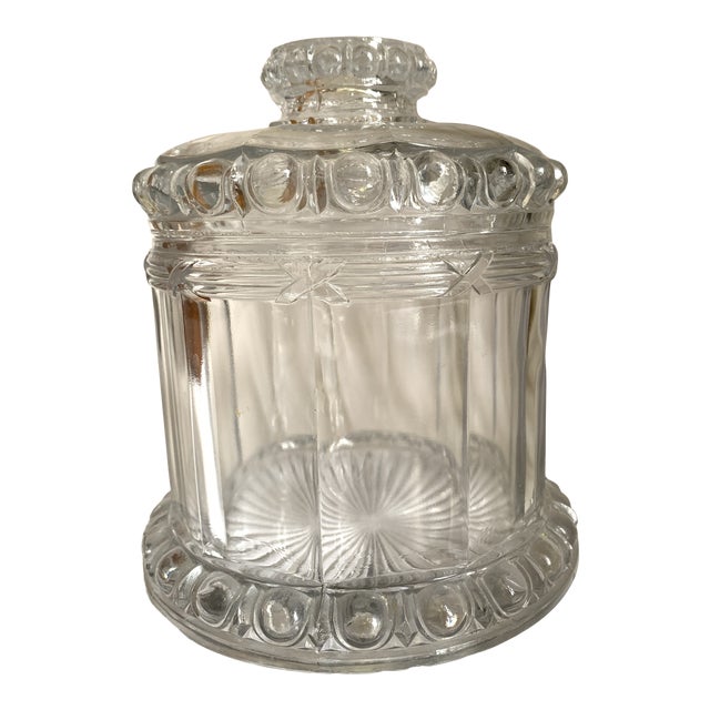 Antique Imperial Cube Cut Glass Tobacco Humidor Jar Chairish