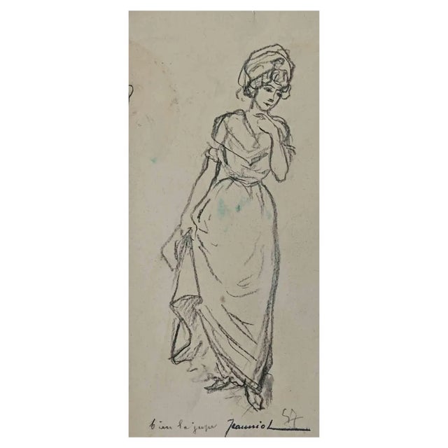 Pierre Georges Jeanniot, Woman, Original Drawing, Early 20th-Century For Sale