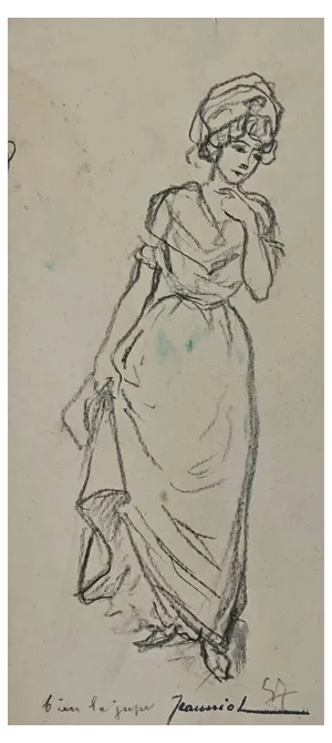 Pierre Georges Jeanniot, Woman, Original Drawing, Early 20th-Century