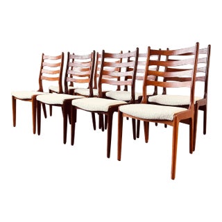 Danish Teak Ladderback Dining Chairs - Set of 8 For Sale