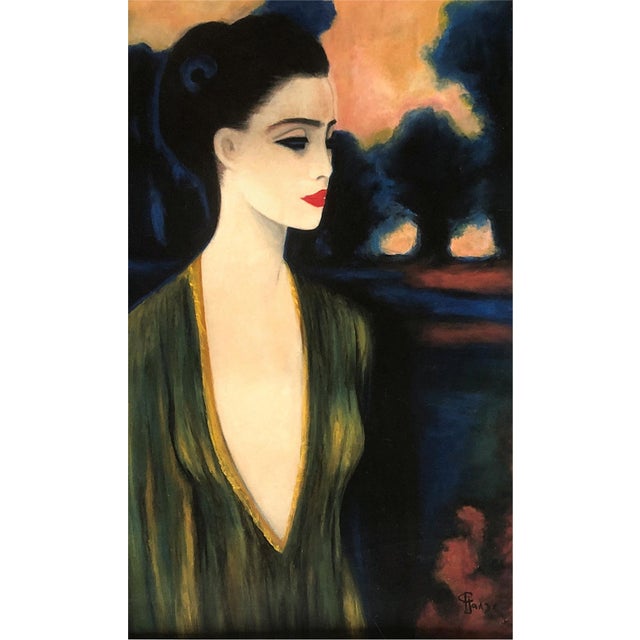 C. Janse, Art Deco Portrait of a Woman, 1920s-1940s, Gouache For Sale - Image 6 of 9