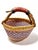 African Vintage Handwoven African Bolga Market Basket With Leather-Wrapped Handle For Sale - Image 3 of 9