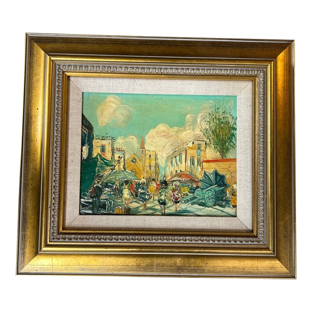 1970’s Original Impressionist European City Street Scene Painting For Sale