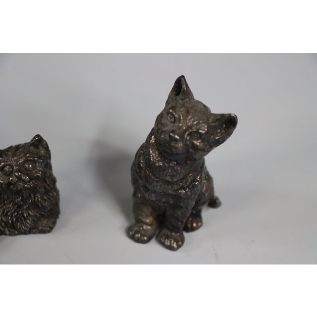 Late 20th Century Pair of Sterling Silver Cat Figurines For Sale - Image 5 of 9
