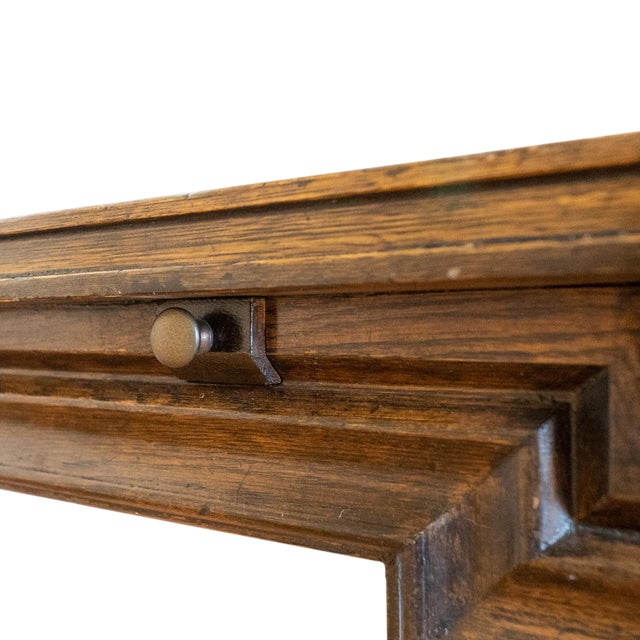 1990s Solid Wood Parquet Dining Table With Cabriole Legs & Hoof Feet – 3 Leaves For Sale - Image 11 of 17