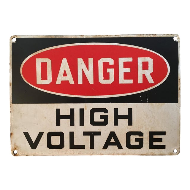 Vintage Danger High Voltage Enamel Sign | Chairish