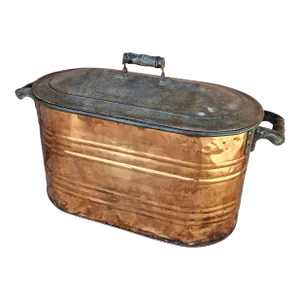 Early 20th Century Vintage Copper Bin With Lid
