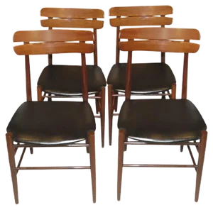 Skai and Rosewood Chairs, 1950s, Set of 4