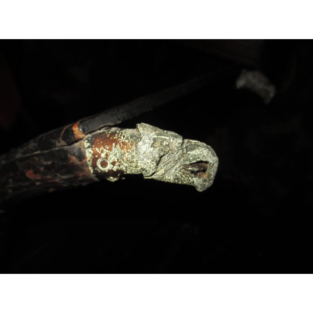 Antique Early American Wooden Childs Push Sleigh with Brass Eagle Ornaments For Sale - Image 11 of 12